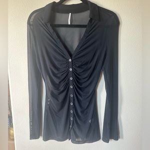Free People Lucky Shirtee in black mesh